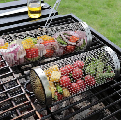 GrillFlow™ 360° – Roterande grillkorg i rostfritt stål