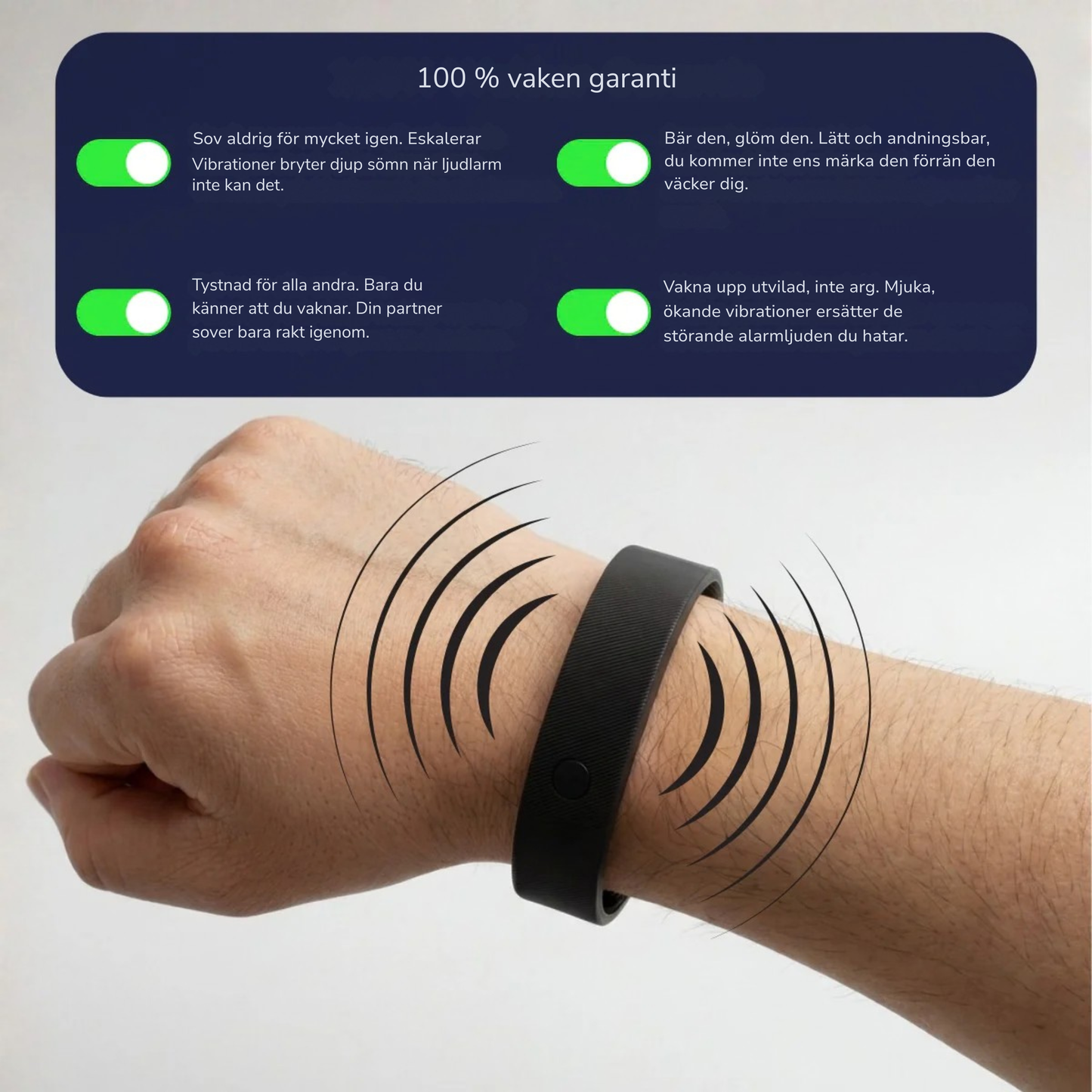 VäckBand™ - Vakna i tid utan högt alarm
