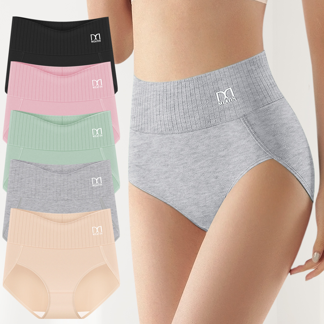 SoftForm™ | 6-pack Andningsbara och Bekväma Höga Midjetrosor med Magstöd