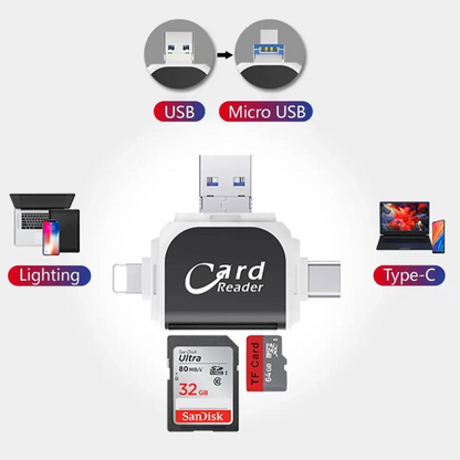 UniSync™ 4-i-1 Kortläsare | Smart anslutning mellan mobil, dator och minneskort