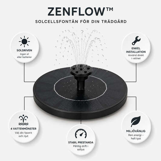 ZenFlow™ Solfontän | Skapa en lugn och levande trädgård