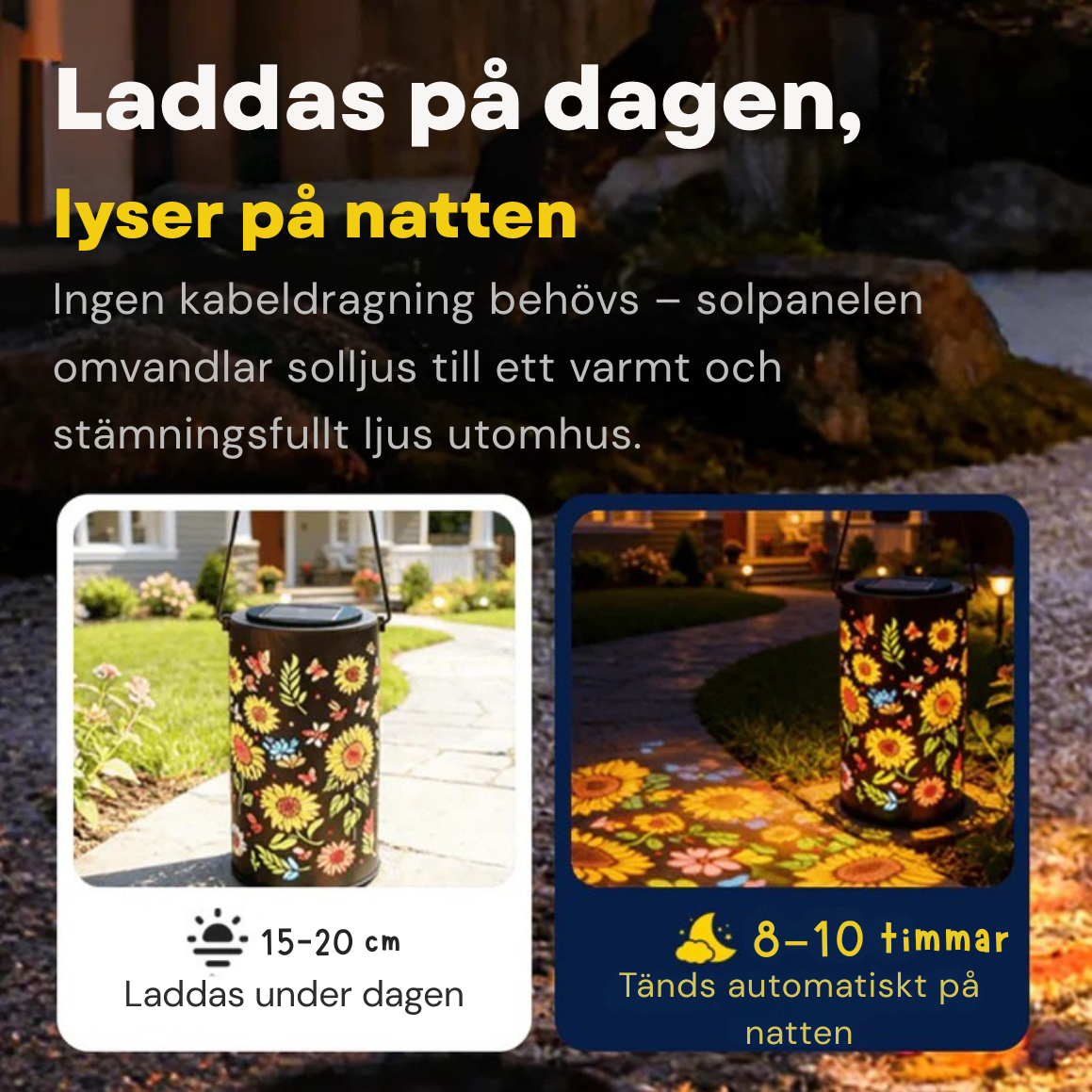 Solblad™ Solblad™ Solcellslampa – Stämningsfull & Trådlös Belysning för Trädgård & Balkong